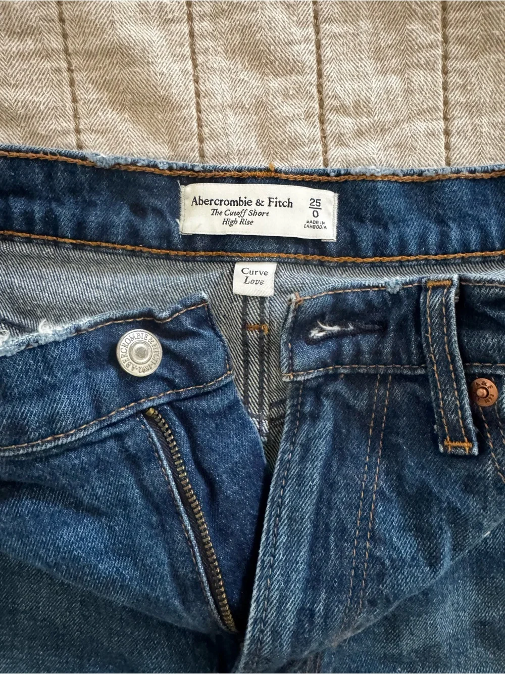Abercrombie & Fitch Dark Blue Denim The Cutoff Short High Rise